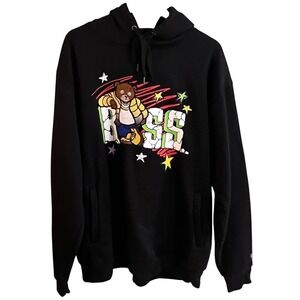 Bleecker & Mercer Black Embroidered Graphic‎ Boss Hoodie Sweatshirt Men's 3XL